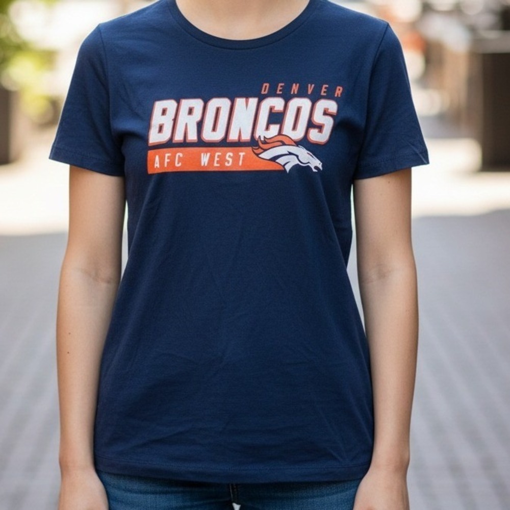 Womens Denver Broncos AFC West NFL Football Navy T Shirt Size L‎